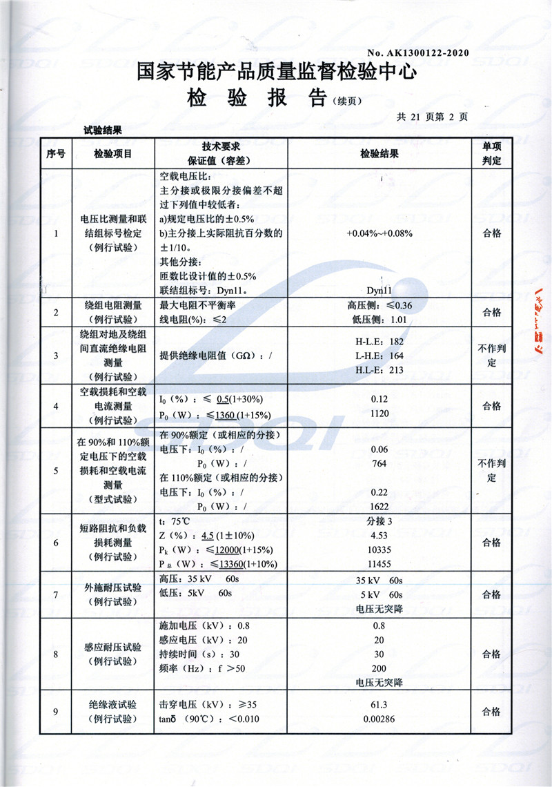 高低压试验报告-S11-1250巴东巴东巴东油浸式变压器-2.jpg